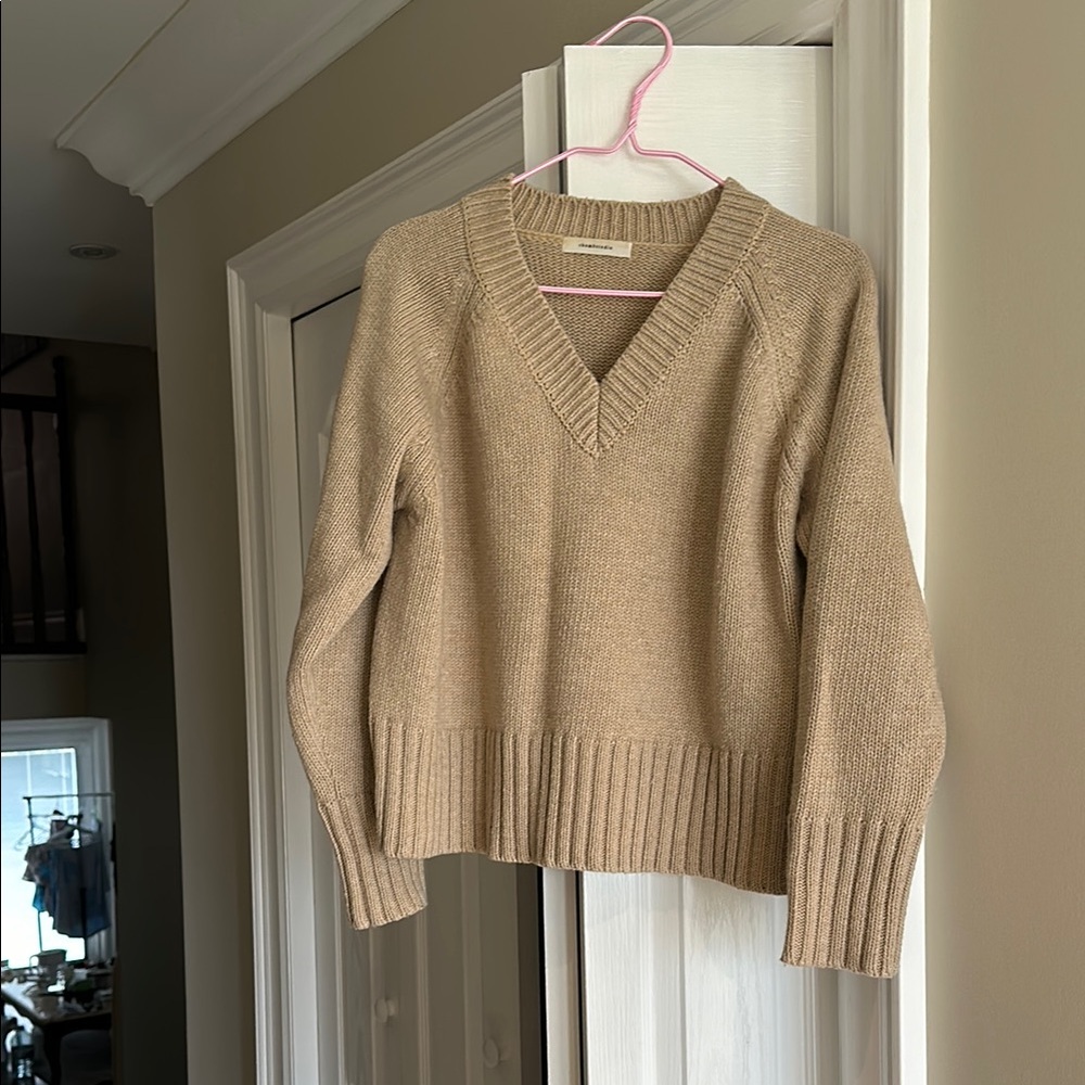 Beige V-Neck Women's Sweater